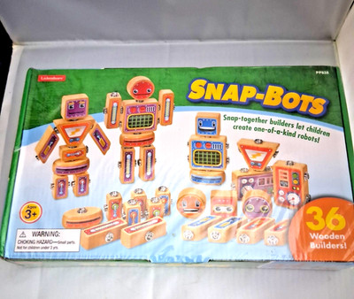 Lakeshore  Snap-Bots  Create Robots  36 PCS Wooden Builders  Snap Bots New