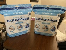 New Scrubzz Rinse Free Soap Shampoo Infused Disposable Bath Sponges 25 Pack/2