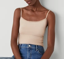 NWT ANN TAYLOR STRETCH CAMI CAMISOLE WASHED TAN SMALL LAYERING SLEEVELESS TANK