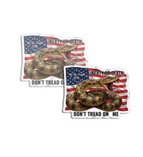 Dont Tread on Me Snake Sticker RWB Flag PATRIOTIC Decal Made in USA 2 PACK