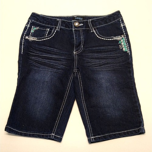 Squeeze Girls Denim Bermuda Shorts Size 14 Embroidered Details & Beaded Pockets - Picture 1 of 11