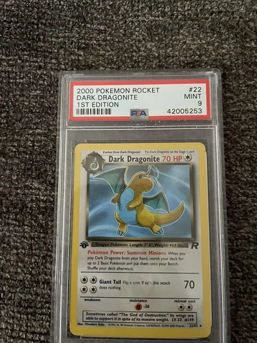 2000 Pokemon Rocket Dark Dragonite 1st Edition Thick Stamp PSA 9