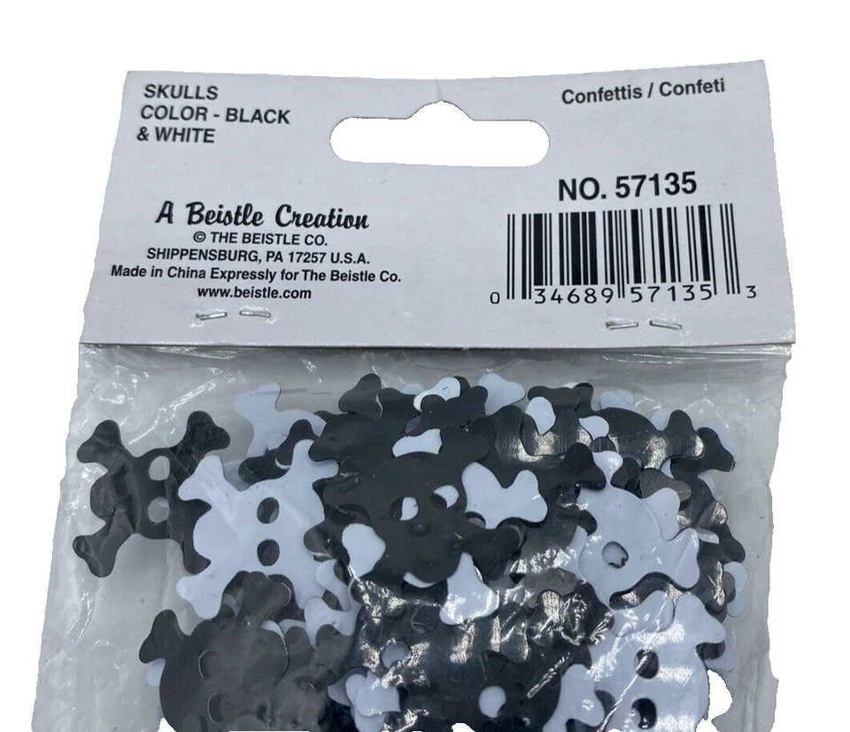 Halloween Calavera Huesos Cruzados Confeti Lote 2 Negro Blanco Pirata Fiesta Decoración Artesanía Foto 3 de 4