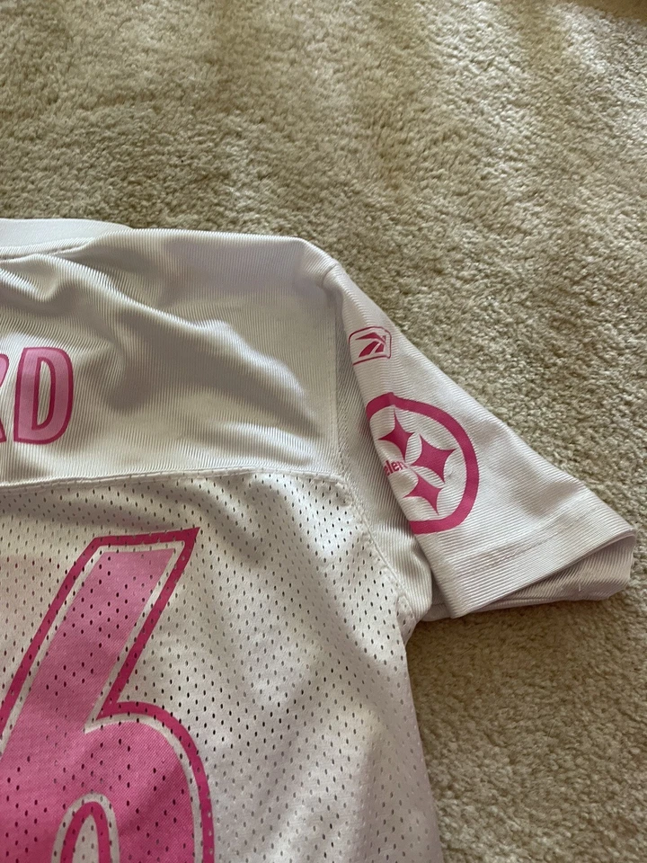 Camiseta deportiva de colección Reebok Pittsburgh Steelers #86 Hines Ward juvenil rosa talla grande Foto 3 de 4