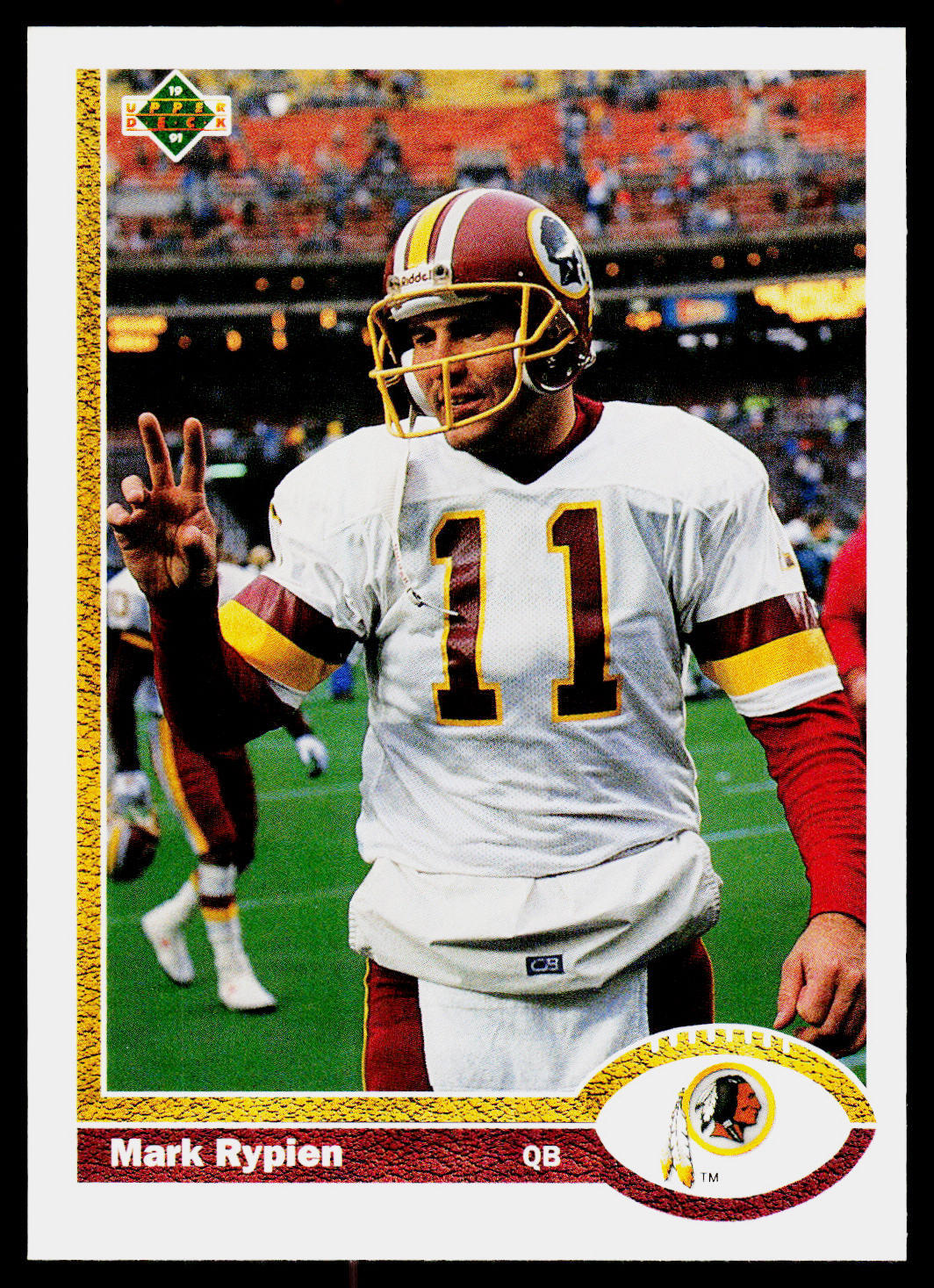 Mark Rypien, 1991 Upper Deck, #280, Washington Redskins,