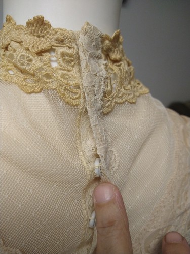 Vintage HANDMADE Spitzenbluse Gr. S viktorianisch Baumwollmischung Stickerei Cottagecore crop - Bild 5 von 16