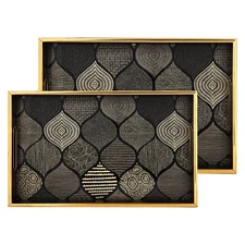 SINT Vintage Rectangle Serving Tray with Handles – Sets of 2 (Black, 18.8”)