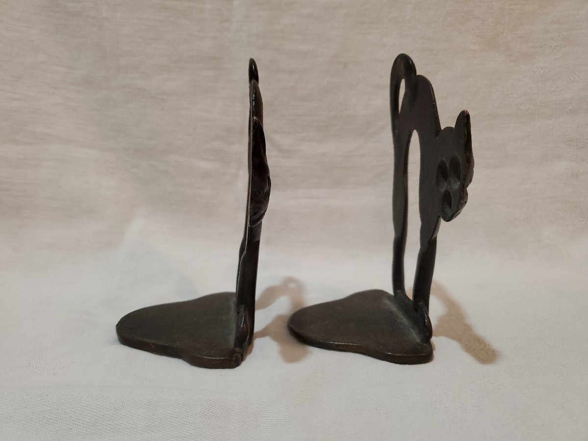 2 Vintage Halloween Arched Back Black Scaredy Cat Cast Iron Metal