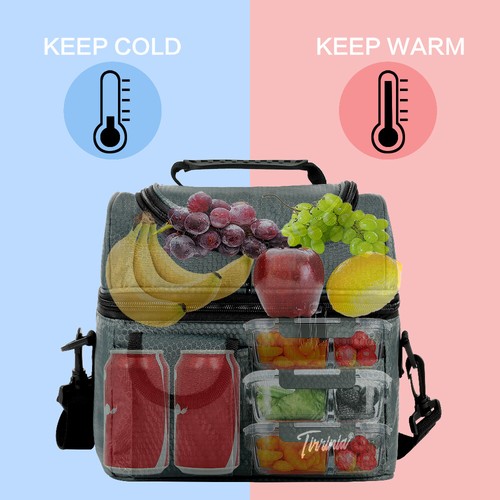 Bolsa de almuerzo para hombres/mujeres, lonchera reutilizable aislada a prueba de fugas refrigerador bolsa de mano - Imagen 4 de 7