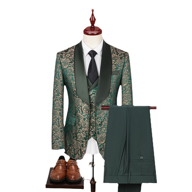 Men's Jacquard Suit Wedding Dress Groom Suit Suit Host Performance Costume