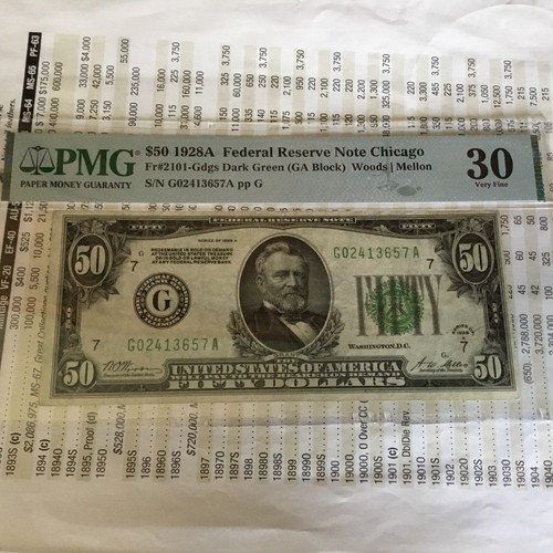 $50 1928-A Federal Reserve Note Chicago PMG30 - Picture 1 of 5