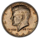 1964 50c Kennedy Silver Half Dollar - Colorful Pattern Toning - BU - SKU-H2505