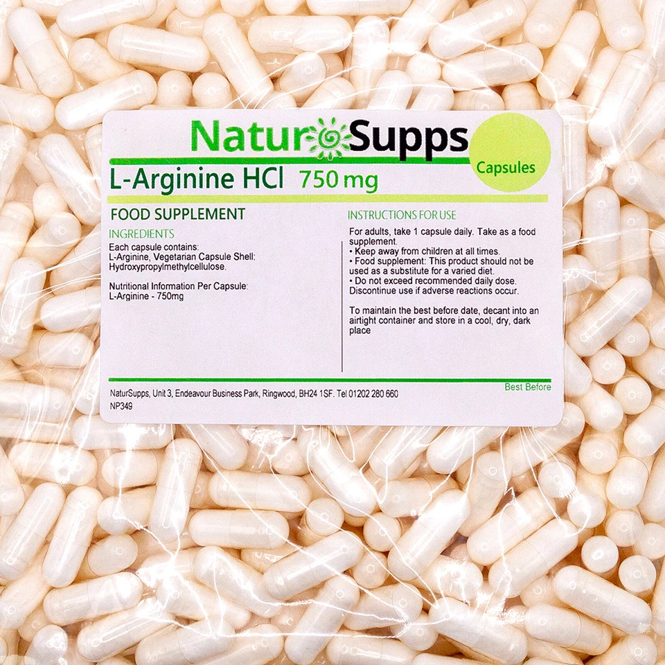 L-Arginine HCL 750mg 90 Capsule Muscle Pump Nitric Oxide - NaturSupps