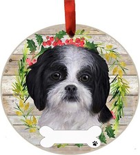 Shih Tzu Dog Wreath Ornament Personalizable Christmas Tree Holiday Decoration