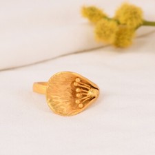 Calla Lily of the valley Ring Yellow Gold Plated Lily Flower Ring Floral Jewelry