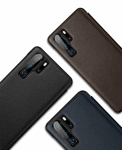 Luxury Genuine Cowhide Leather Window Flip Smart Case Cover F Huawei P30 P30 Pro - Picture 7 of 24