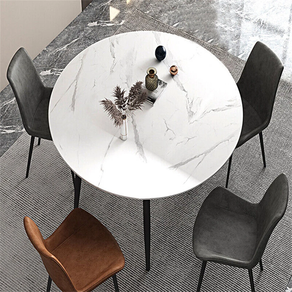 Modern Round Solid Marble Kitchen Room Dining Table Retro Lounge Table 2/4 Seats - Image 2 of 4