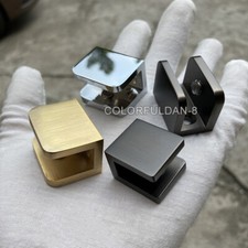 6PCS Glass Clamps Brass Bathroom Shelf Holder Brackets Clip U-Clamp Brushed Gold