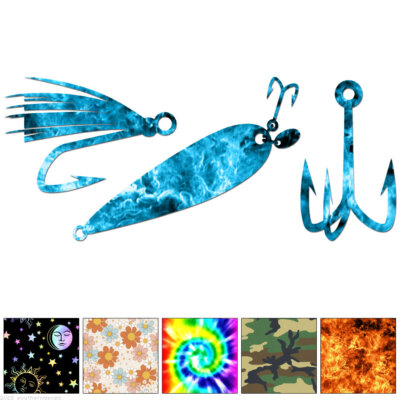 Fish Hook Lure Fly - Decal Sticker - Multiple Patterns & Sizes - ebn6598