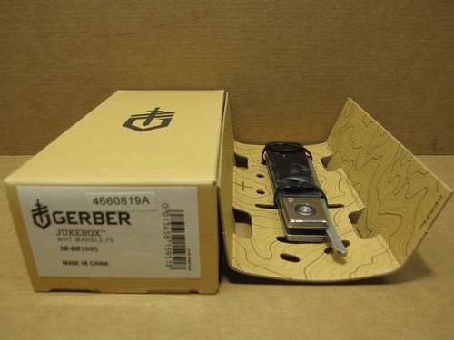 Gerber JukeBox White Marble Slip Joint Sheepsfoot Blade EDC Pocketknife - Picture 2 of 7
