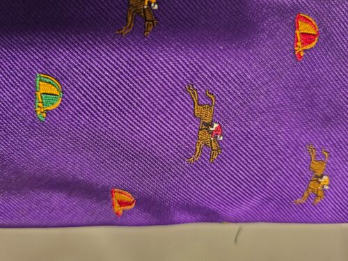 Corbata Ralph Lauren Etiqueta Púrpura Hecha a Mano Italiana Seda Estrecha Club - Tema Polo - Imagen 2 de 7