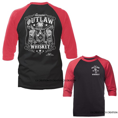 Outlaw Whiskey Moonshine Whiskey Funny Joke Humor Humorous 3/4 Sleeve Raglan - Picture 6 of 6
