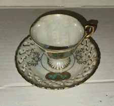 Vintage FIne China Tea Cup Saucer Delicate Gold Accents 30/2-C Hand Painted
