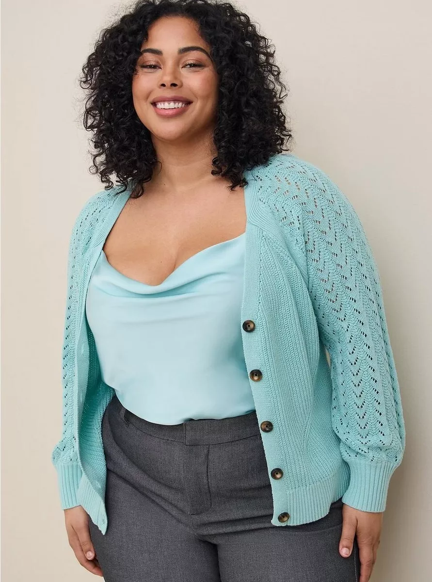 Plus size pointelle cardigan cheap
