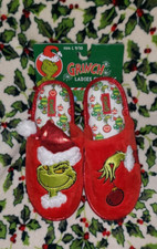 THE GRINCH CHRISTMAS MEMORY FOAM SLIPPERS LADIES WOMEN'S SIZE L NEW INDOOR/OUT