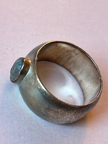 Breiter 925 gemarkter Silberring mit ovalem Topas Stein Bandgröße 9 - Ringspitze ist 3/8 t - Bild 5 von 9