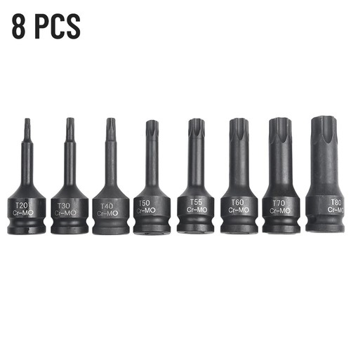 1/2 Inch Drive Impact-Torx Star Bit Socket Sets T20 T30 T40 T50 T55 T60 T70 T80 - Picture 4 of 5