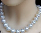 HUGE 17"12-15MM NATURAL SOUTH SEA GENUINE WHITE NEAR ROUND PEARL NECKLACE 1388