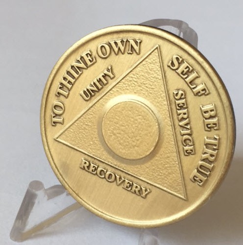 AA Alcoholics Anonymous Plain Front Bronze Medallion Chip Serenity Prayer Coin - Imagen 2 de 3
