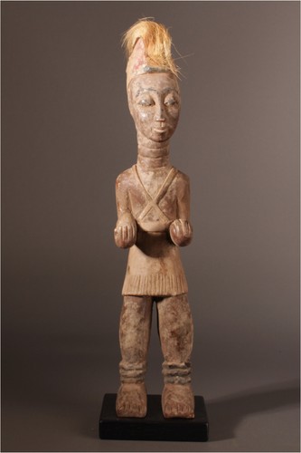 12660 Old Baule Fetish Ahnen Figure Colon Ivory Coast With Wooden Base - Picture 2 of 10
