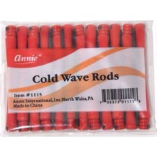 ANNIE SHORT COLD WAVE RODS W/ RUBBER BAND 1115, 12 COUNT RED 1/10"