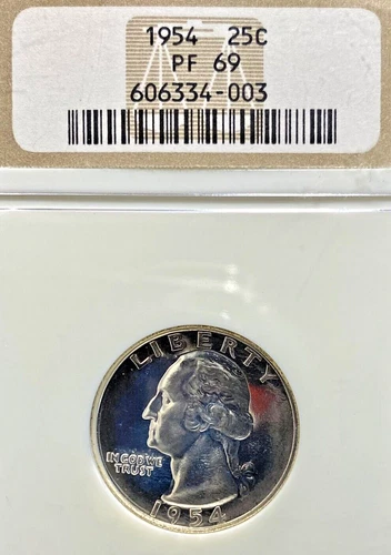 OLD HOLDER NGC PF-69 BRILLIANT! 1954 PROOF WASHINGTON QUARTER