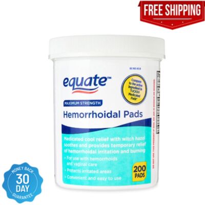 Equate Maximum Strength Medicated Cool Relief Hemorrhoidal Pads, 200 count