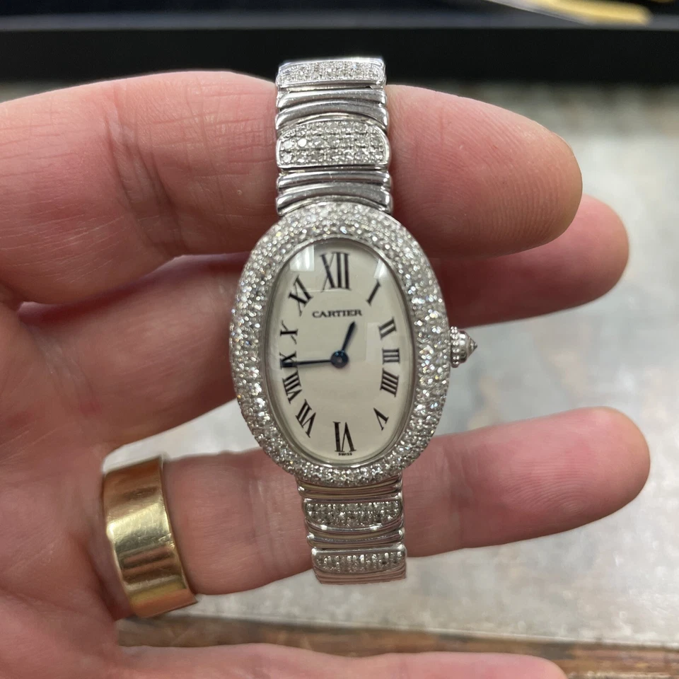 Reloj Cartier Bagnoire Oro Blanco 18k Y Diamantes Foto 2 de 4