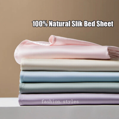 1PC Natural Mulberry Silk Flat Sheet Solid Bed Sheet High End Smooth Bed Linen
