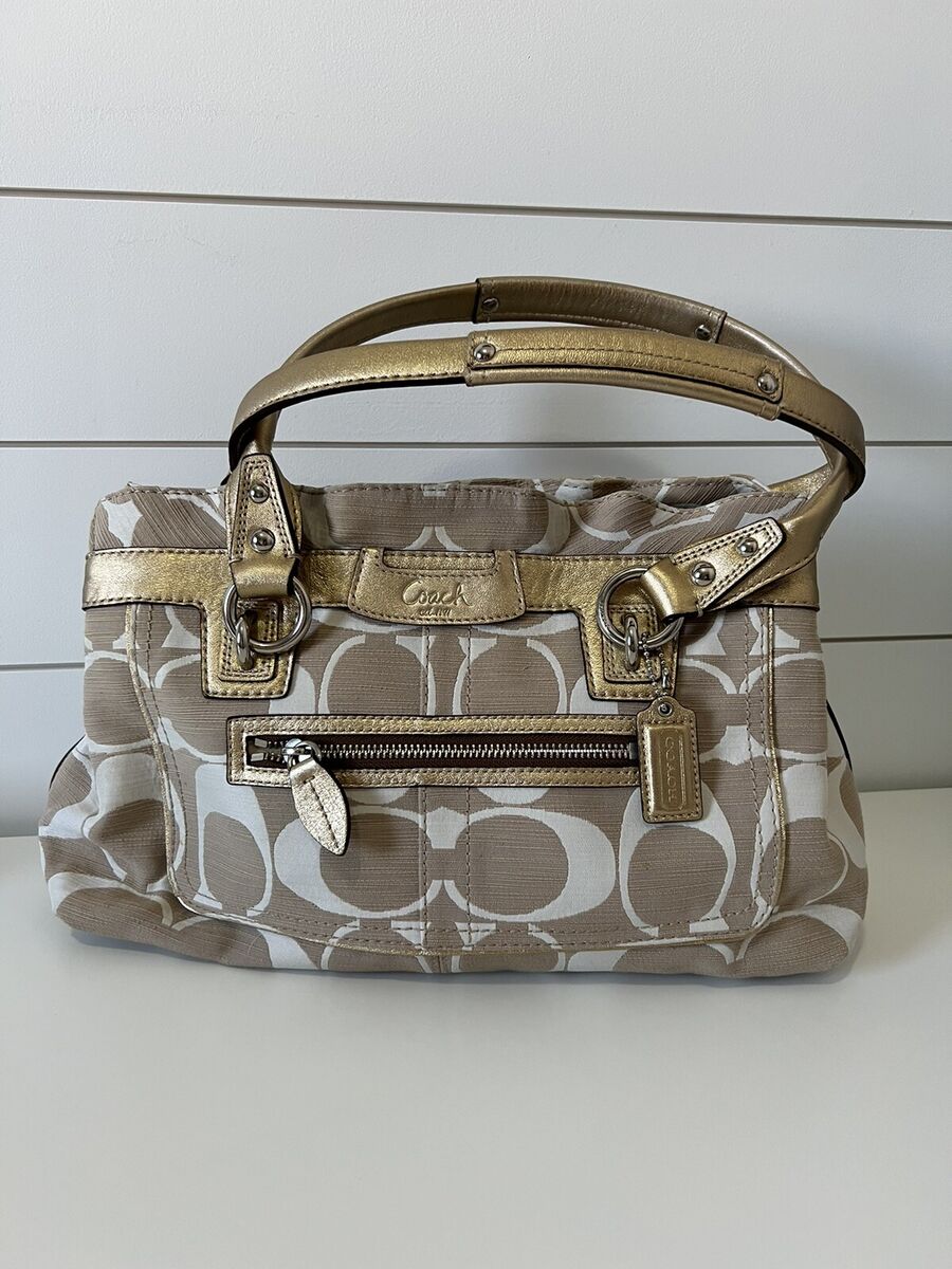 Coach Signature Handbag No. K0893-13290 Beige and Cream with Coach Signature Handbag No. K0893-13290 Beige and Cream with