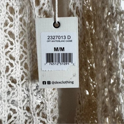 Dex Sweater Size M Boho Open Crochet Knit Bell Sleeve Oversize NEW Off White - Picture 7 of 10