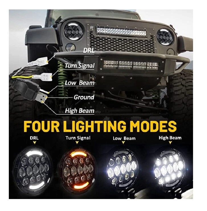 Faro LED 2 piezas 7" 90W con DRL blanco Jeep Wrangler 96-18 JK 2 PUERTAS 4 PUERTAS Foto 2 de 2