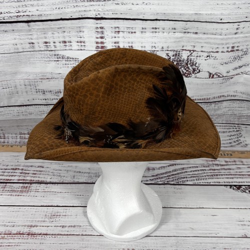 Vintage HUSH PUPPIES HAT SUEDE Feather Band Made in USA Super Condition Size M - Picture 5 of 13