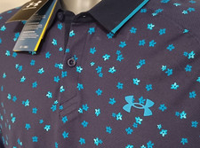 Under Armour Men's ISO-Chill Floral Golf Polo Men's Large Navy Blue NEW