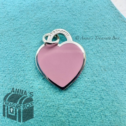Tiffany & Co. 925 Silver SMALL Pink Enamel RTT Heart Tag (box, pouch, ribbon) - Picture 3 of 4