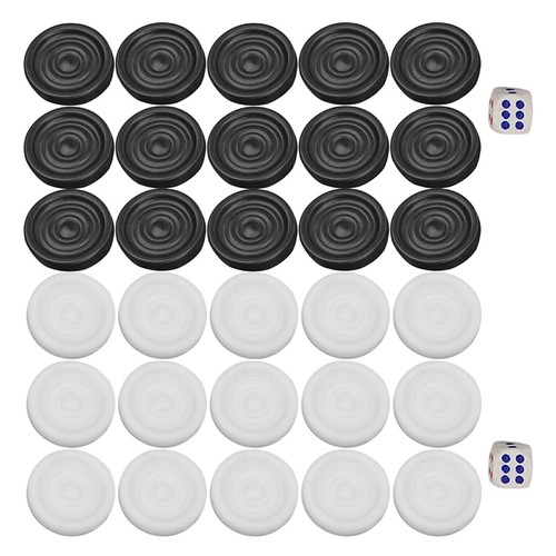 22 mm Kunststoff Schwarz Weiß Backgammon Dame Chips Stücke Set Kinder - Bild 10 von 12