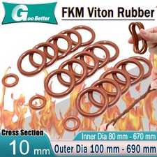 Metric Vitons Rubber FKM O Ring Seals 10mm Cross Section 80-670mm ID Brown oring