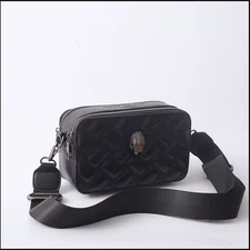 Women's Small Square Leather Sling Bag with Zipper Closure&Letter Design