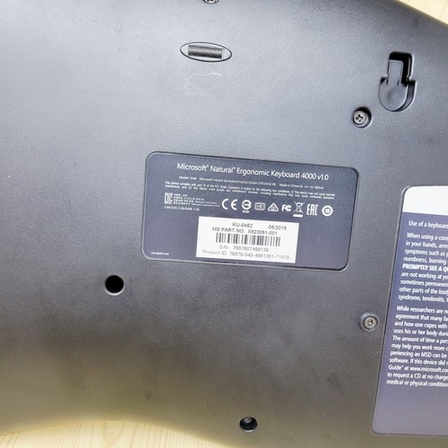 Microsoft Natural Ergonomic USB Wired Keyboard 4000 V1.0 SOME LETTERS WORN AWAY - Picture 7 of 8
