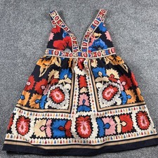 Farm Rio Antuerpia Mini Dress Women XL Multicolor Floral V-Neck Boho Sleeveless